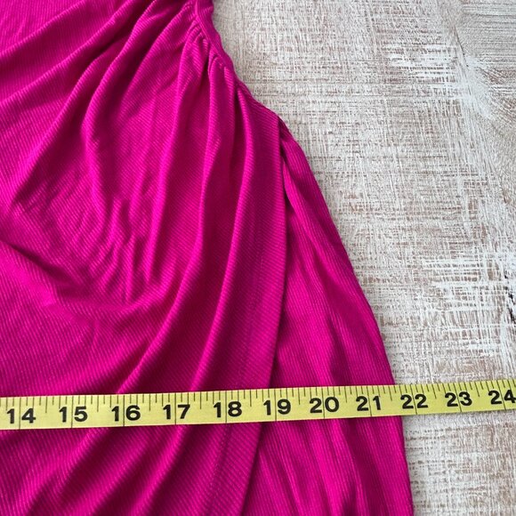 L*Space Hot Pink Sleeveless Wrap Ribbed T-Shirt Maxi Bardot Dress Size XL NWT - Picture 11 of 12
